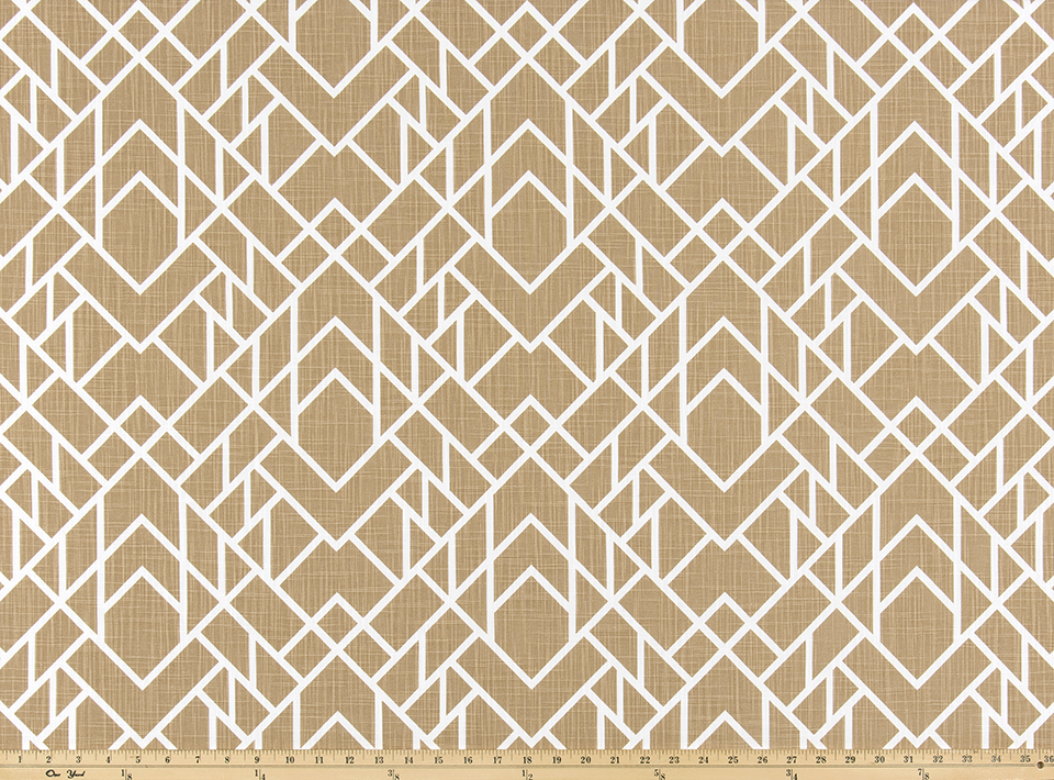 Straight Modern Valance in Golden Tan & White Trellis Print, Premium Cotton Linen Fabric, Custom Made, Fully Lined, Bargello Print
