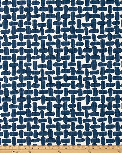 Modern Single Fold Valance in Farley Print of Blue and White Fabric, 100% Cotton, Custom Made, Fully Lined Curtains