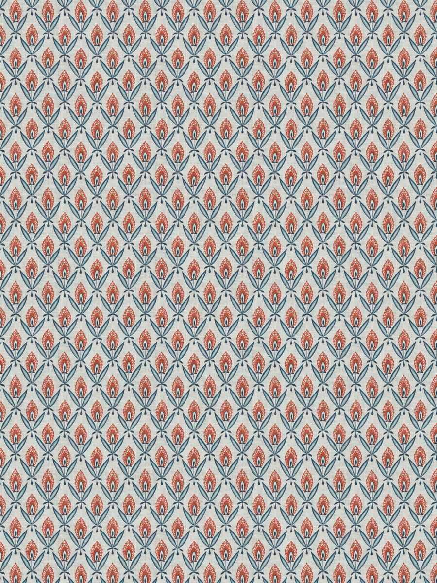 Modern Single Fold Roman Valance in Darcy Blue and Orange Print in Premium Linen Fabric, Fully Lined, Custom Made Curtain Valance