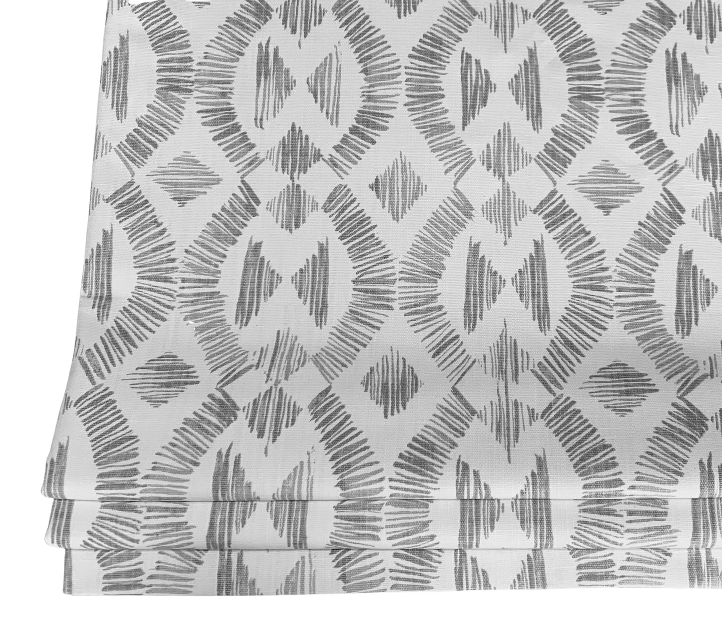Faux Roman Shade Valance in Geometric Print of Grey and White on Premium Cotton Linen Fabric, Fully Lined, Custom Made