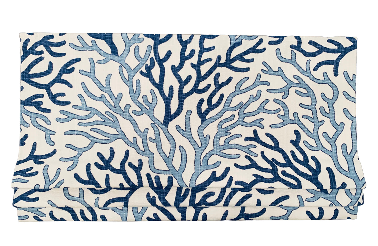 Faux Roman Shade Valance in Blue Coral Reef Print, Custom Made on Premium Fabric, Fully Lined Custom Made