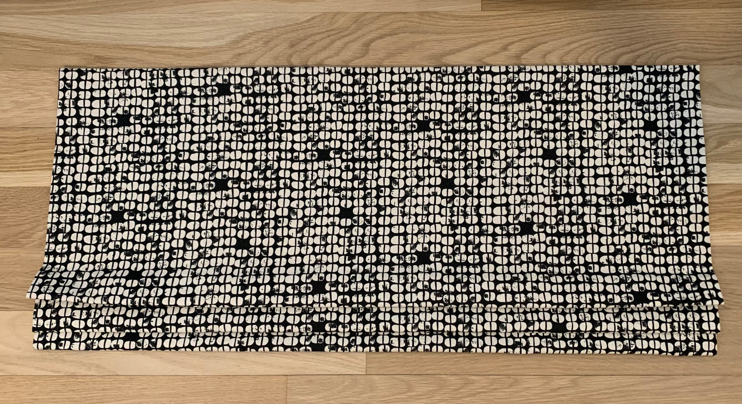 Faux Roman Shade Valance in Black and Natural or Blue and White Rustic Print on Premium Cotton Linen, Custom Made, Fully Lined
