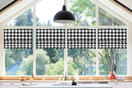 Faux Roman Shade Valance in Modern Black & White Jumbo Houndstooth Print, Premium Cotton Linen, Fully Lined, Custom Made Valance