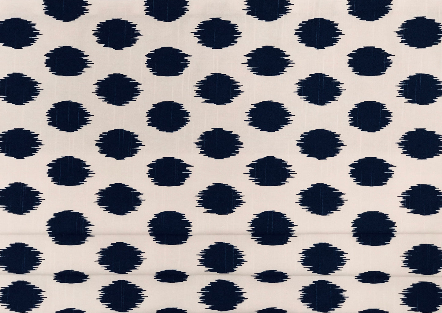 Faux Roman Shade Valance in Navy White Ikat Dots, Custom Made Fully Lined Modern Valance, Quick Ship Ready to Hang Kitchen Window Treatments