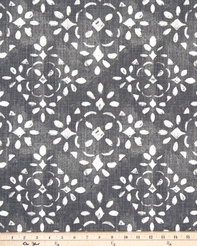 Straight Valance in Charcoal Grey and White or Blue and White Stencil Print, Fully Lined, Custom Made Modern Farmhouse Kitchen Valance
