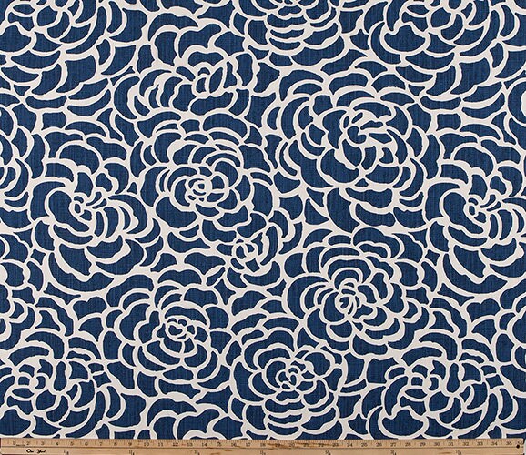 Faux Roman Shade Valance in Navy Blue and White Floral or Caribbean Blue Floral Print Premium Cotton Linen Fabric, Fully Lined, Custom Made