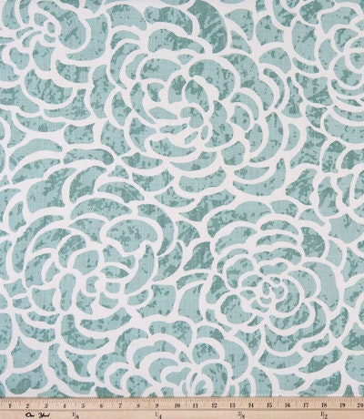 Faux Roman Shade Valance in Caribbean Blue Floral Print on Premium Cotton Linen Fabric, Fully Lined, Custom Made window treatments
