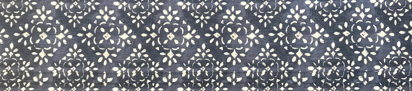 Faux Roman Shade Valance in Charcoal Grey or Blue and White Stencil Print, Fully Lined, Custom Made Farmhouse Kitchen Valance, Ready to Hang