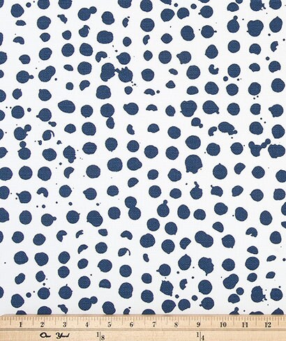Faux Roman Shade Valance in Pebbles Navy Blue & White Print, Fully Lined Custom Made Modern Kitchen Valance Polka Dot