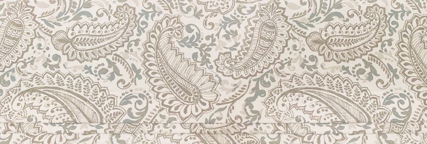 Faux Roman Shade Valance in Blue and White Floral Paisley Print, or Gray, Ecru and White Floral Paisley, Custom Made, Fully Lined Valance