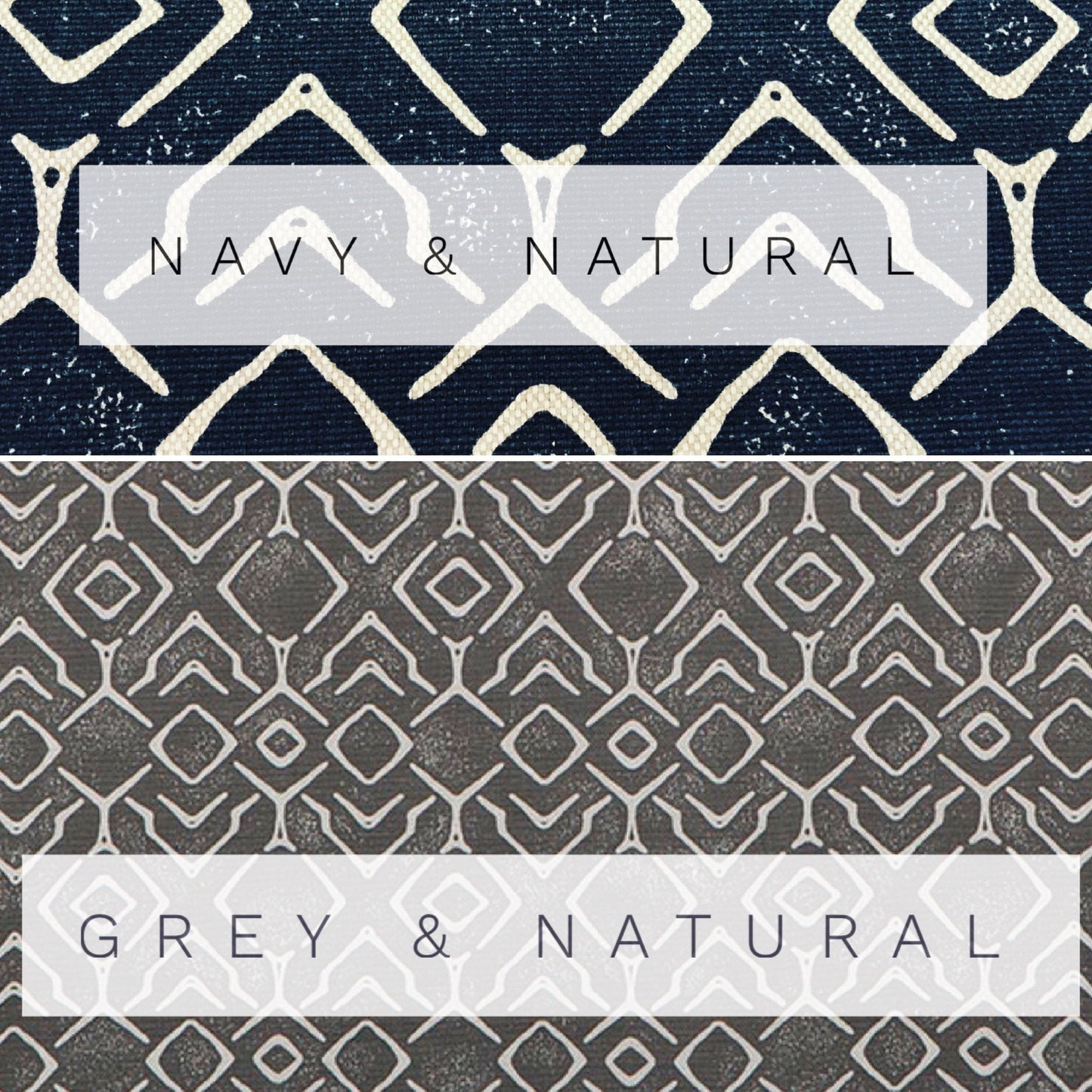 Straight Modern Valance in Navy and Natural or Grey and Natural Trellis Print on Cotton Canvas Fabric. Custom Made Rustic Kitchen Valance