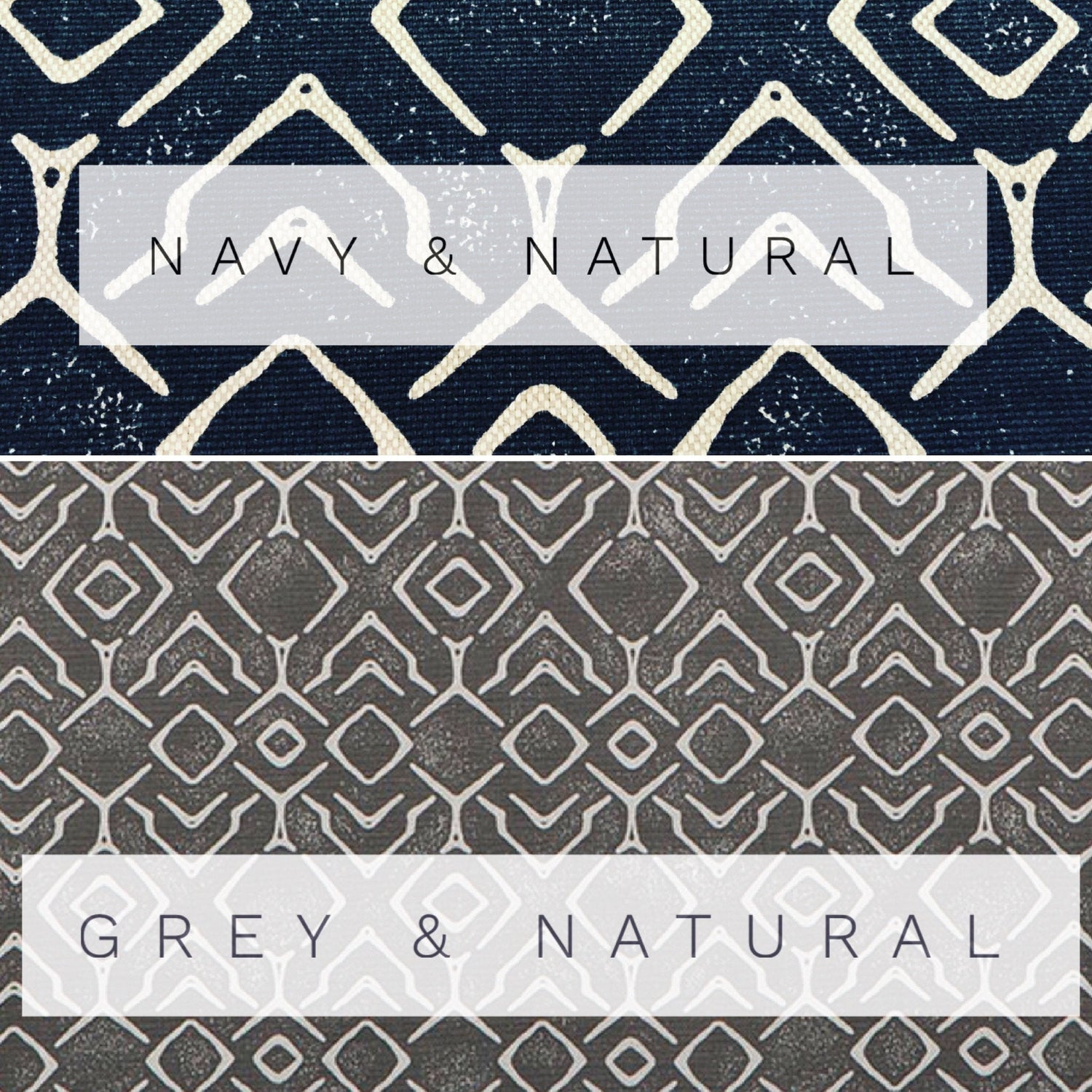 Straight Modern Valance in Navy and Natural or Grey and Natural Trellis Print on Cotton Canvas Fabric. Custom Made Rustic Kitchen Valance
