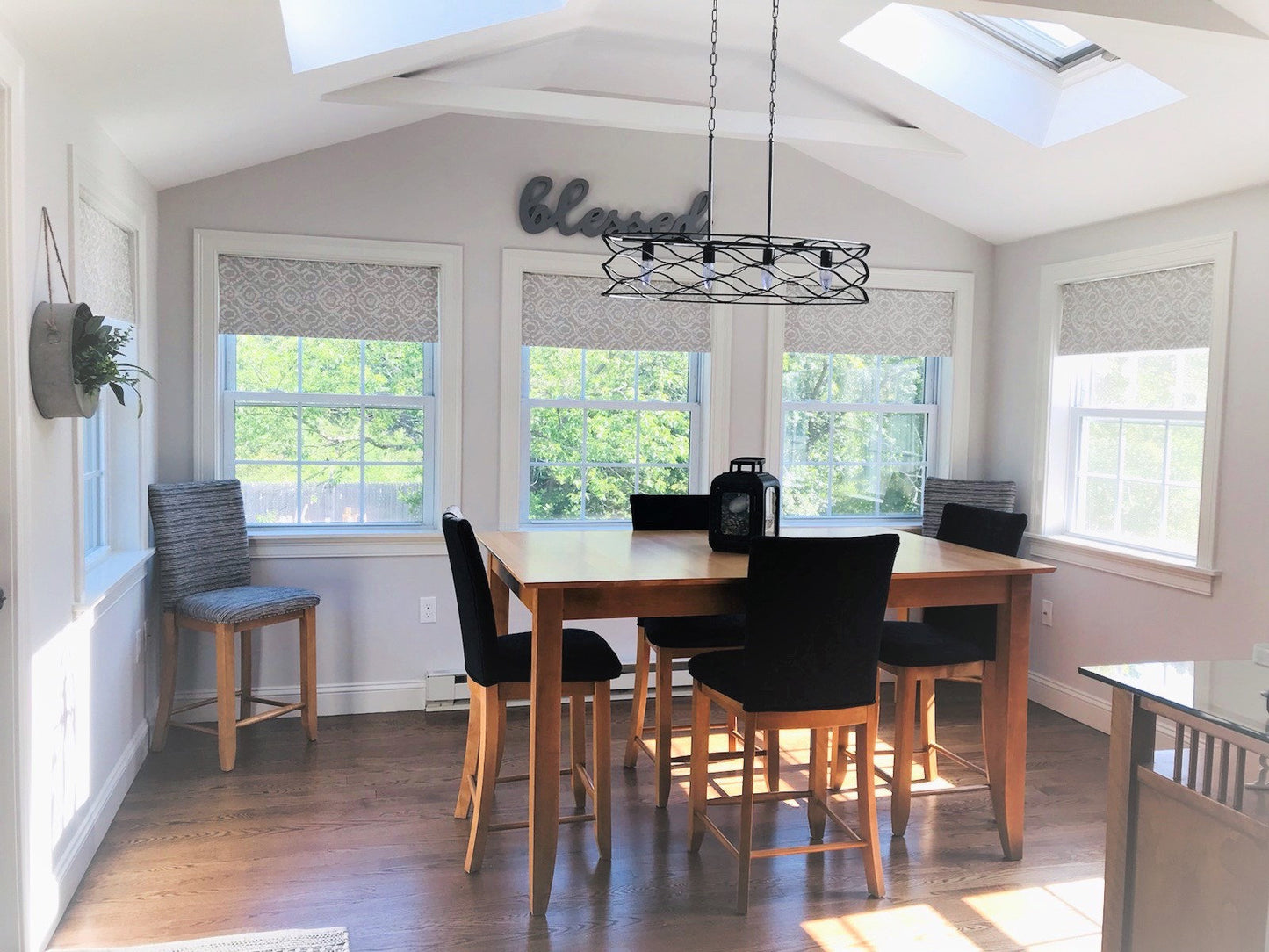 Straight Custom Valance in Braylon French Grey and White Cotton Slub Canvas Trellis Print, Fully Lined Custom Made Lattice Window Treatments