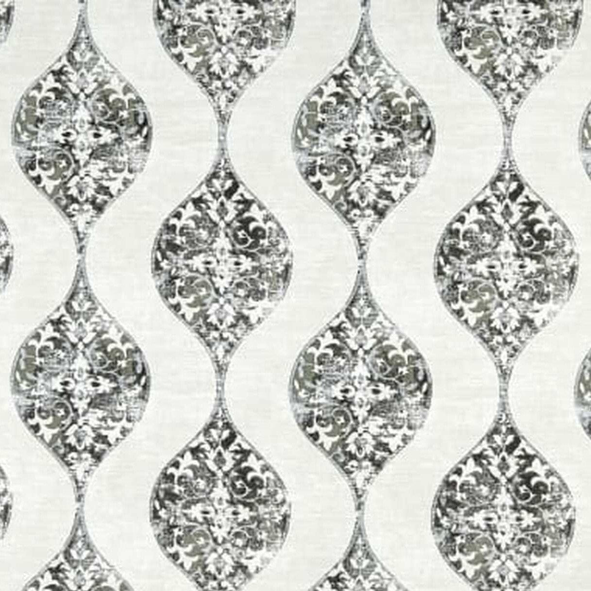 Straight Custom Valance in Shades of Grey, Pewter Floral Tear Drop Print, Custom Made and Fully Lined, 100% Cotton Valance