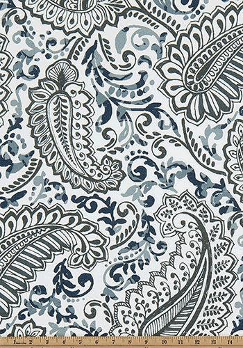 Faux Roman Shade Valance in Blue and White Floral Paisley Print, or Gray, Ecru and White Floral Paisley, Custom Made, Fully Lined Valance