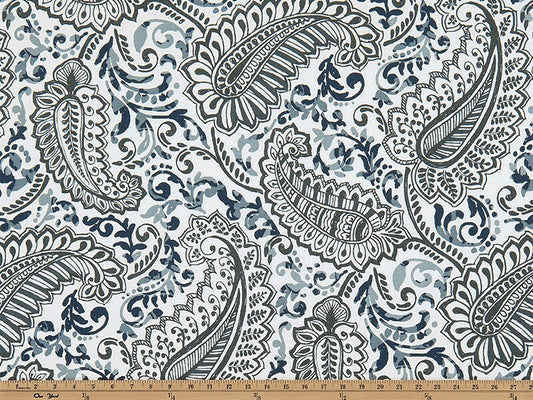 Faux Roman Shade Valance in Blue and White Floral Paisley Print, or Gray, Ecru and White Floral Paisley, Custom Made, Fully Lined Valance