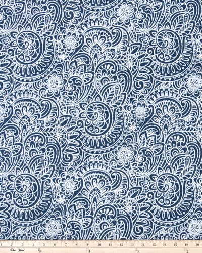 Straight Valance in Segovia Italian Denim Blue and White Paisley Scroll, Fully Lined, Custom Made Straight Kitchen Valance, Custom Sizes