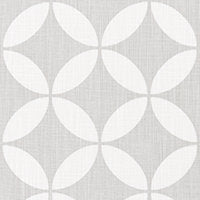 Faux Roman Shade Valance in Geometric Circles of Ecru Beige, Blue or Gray and White Print, Custom Made, 100% Cotton Slub Fabric, Fully Lined