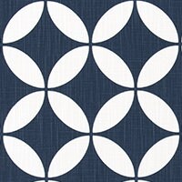 Faux Roman Shade Valance in Geometric Circles of Ecru Beige, Blue or Gray and White Print, Custom Made, 100% Cotton Slub Fabric, Fully Lined