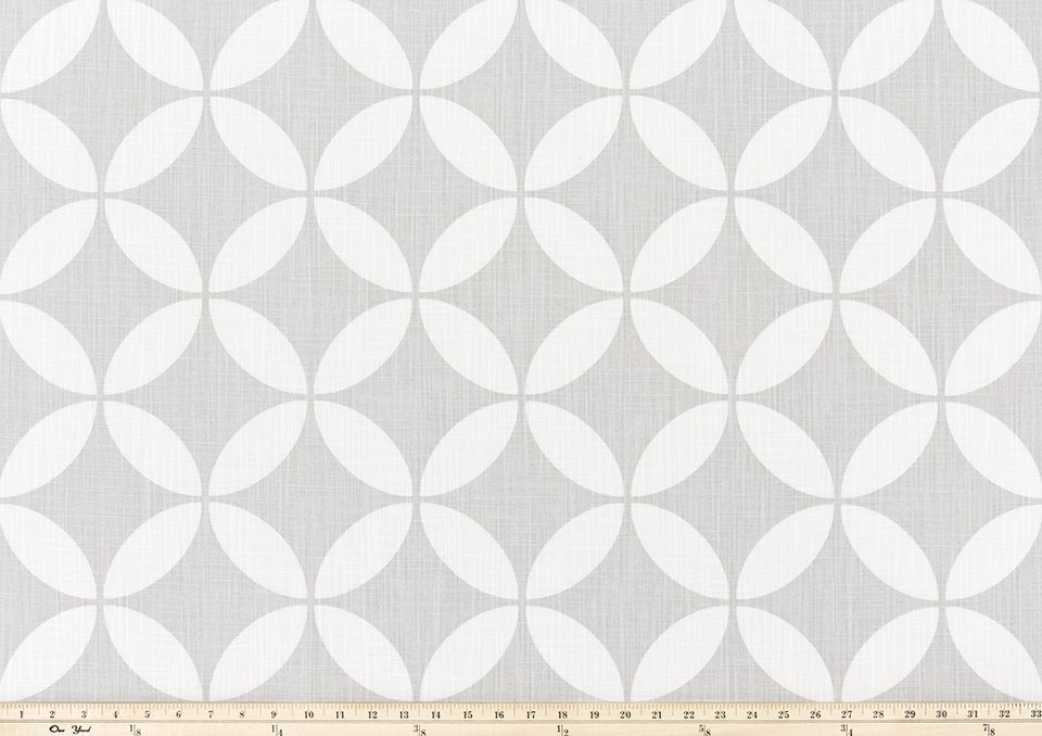Faux Roman Shade Valance in Geometric Circles of Ecru Beige, Blue or Gray and White Print, Custom Made, 100% Cotton Slub Fabric, Fully Lined