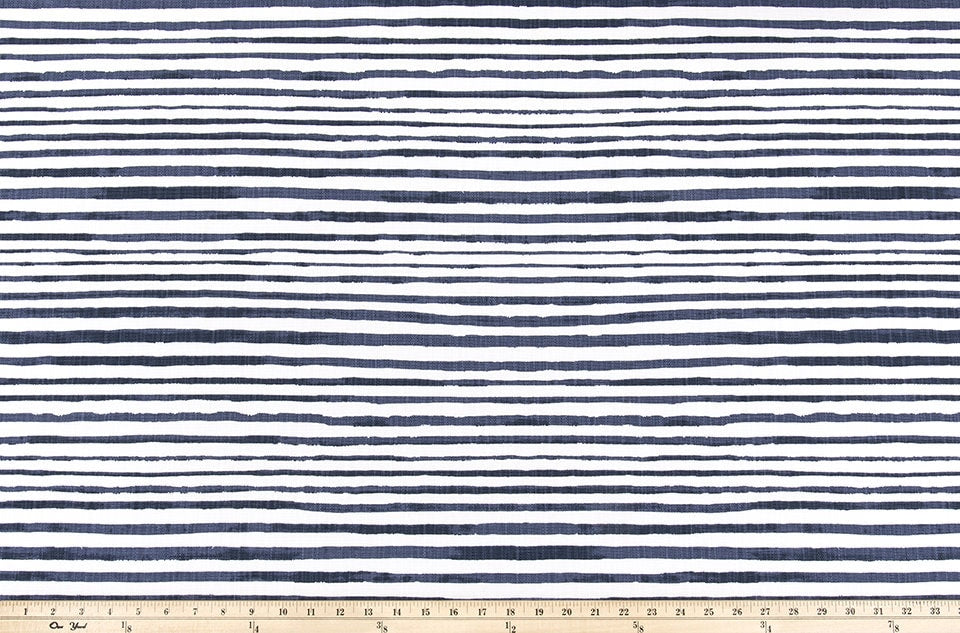 Faux Roman Shade Valance in Navy Denim and White Stripe Print on Premium Cotton Linen Fabric, Custom Made Fully Lined Window Treatments