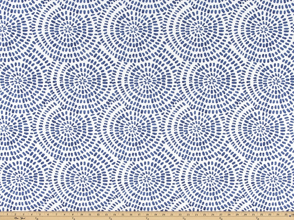 Faux Roman Shade Valance in Blue and White Graphic Circles on 100% Cotton Slub Canvas, Fully Lined Window Treatments, Bay Windows