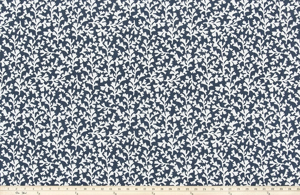 Custom Made Faux Roman Shade Valance in Navy or Gray and White Cotton Slub, Fully Lined Custom Made Window Treatments, coral coastal print