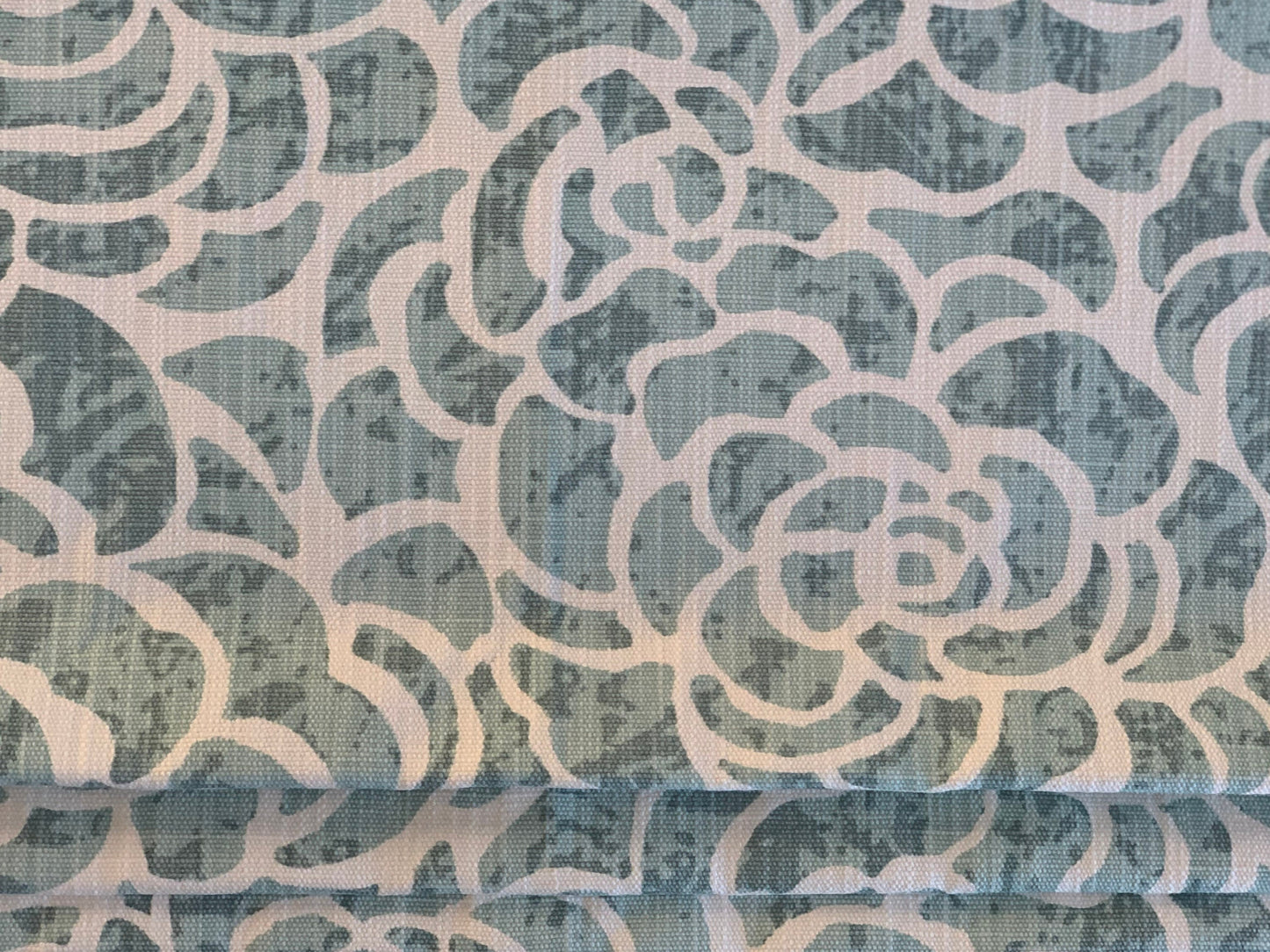 Faux Roman Shade Valance in Caribbean Blue Floral Print on Premium Cotton Linen Fabric, Fully Lined, Custom Made window treatments