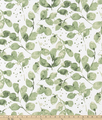 Straight Custom Valance in Botanical Prints of Green or Blue or Grey and White, 100% Cotton Slub Canvas, Fully Lined Window Treatments