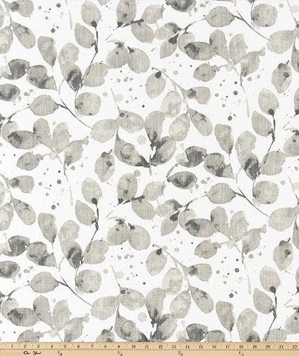 Straight Custom Valance in Botanical Prints of Green or Blue or Grey and White, 100% Cotton Slub Canvas, Fully Lined Window Treatments