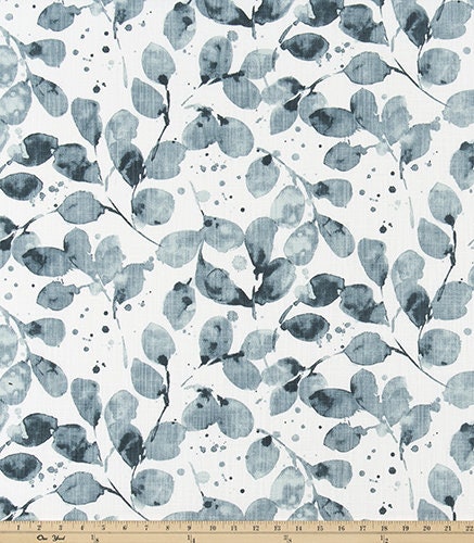 Straight Custom Valance in Botanical Prints of Green or Blue or Grey and White, 100% Cotton Slub Canvas, Fully Lined Window Treatments