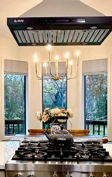 Faux Roman Shade Valance in Black or Grey and White Ticking Stripe, Fully Lined Custom Made