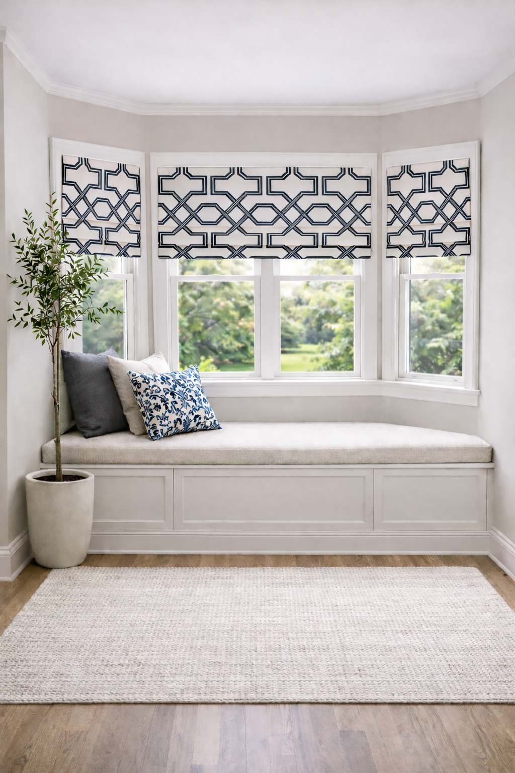 Modern Single Fold Roman Shade Valance in Ander Blue, Graphite Grey or Pewter Grey in Premium Cotton Linen, Fully Lined, Custom Made