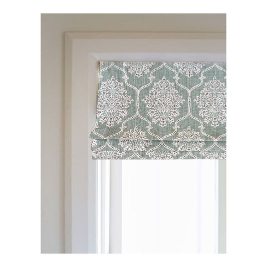 Custom Made Valance in Seafoam or Ecru Beige and White and White in Lattice Damask Design, Fully Lined Custom Made