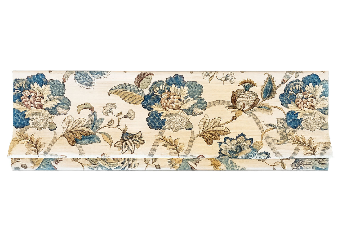 Modern Single Fold Roman Valance in French Blue Floral Fabric in Premium 100% Cotton, Fully Lined, Custom Made Curtains, Finder's Keepers
