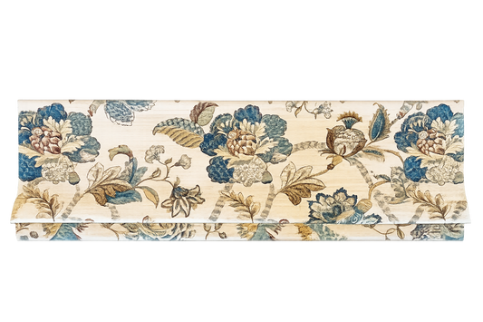 Modern Single Fold Roman Valance in French Blue Floral Fabric in Premium 100% Cotton, Fully Lined, Custom Made Curtains, Finder's Keepers