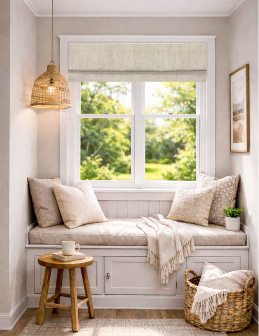 Modern Single Fold Roman Valance in Natural Linen Cotton, Fully Lined, Custom Made Window Treatments, Faux Roman Shade Valance Cotton Linen