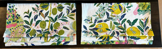 Faux Roman Shade Valance Custom Made in Schumacher Citrus Print on White, 100% Linen, Fully Lined Window Treatments