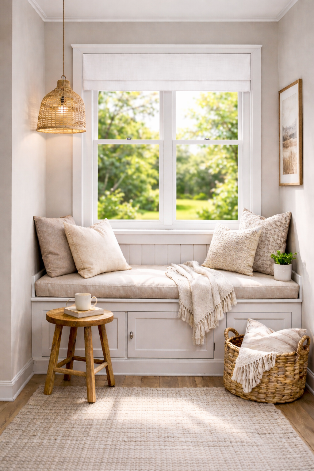 Modern Single Fold Valance in White Slub Linen, Fully Lined, Fully Custom Made