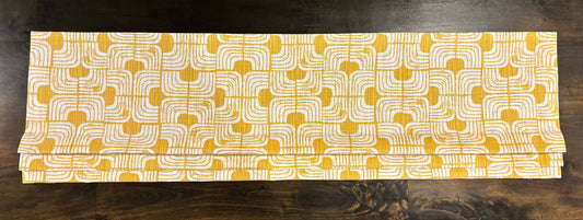 Faux Roman Shade Valance in Brazillian Yellow and White Print, Fully Lined, Custom Made Modern Kitchen Valance Curtains