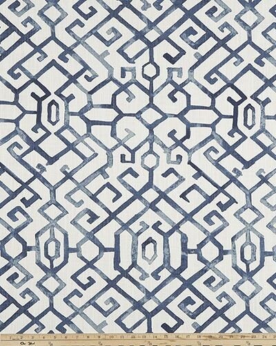 Modern Single Fold Roman Valance in Blue and White Geometric Print, Fully Lined, 100% Cotton, Custom Made Window Treatments