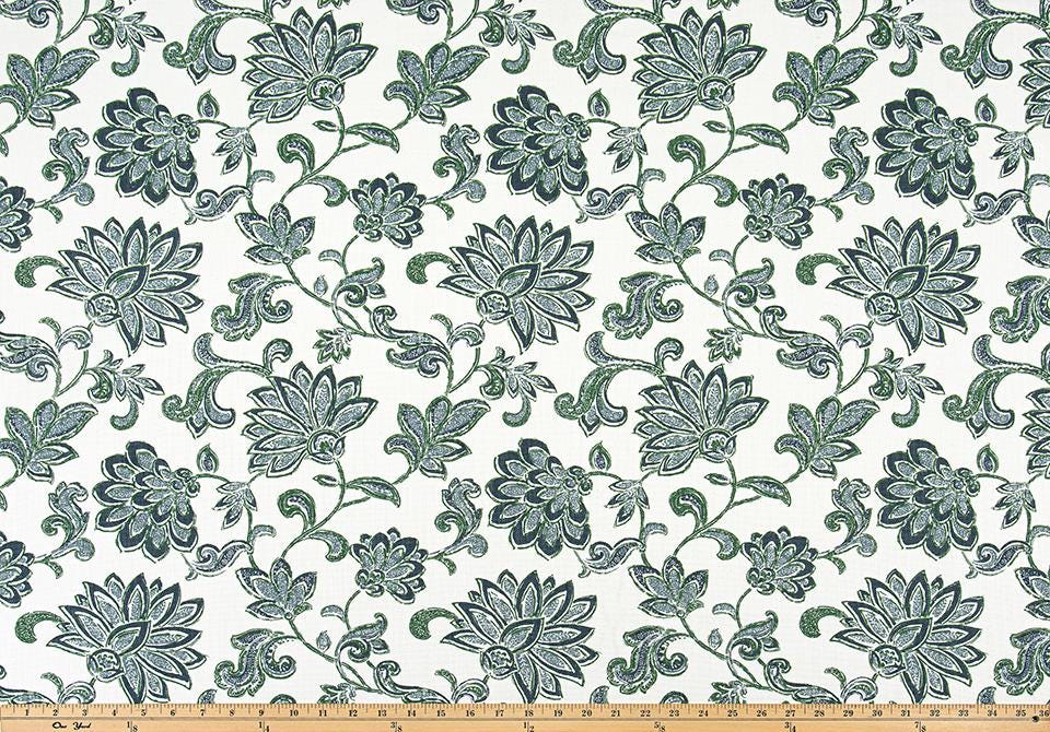 Faux Roman Shade in Grove Floral Florence in Green and White or Green and Natural on Premium Cotton Linen Fabric, Fully Lined, Custom Made