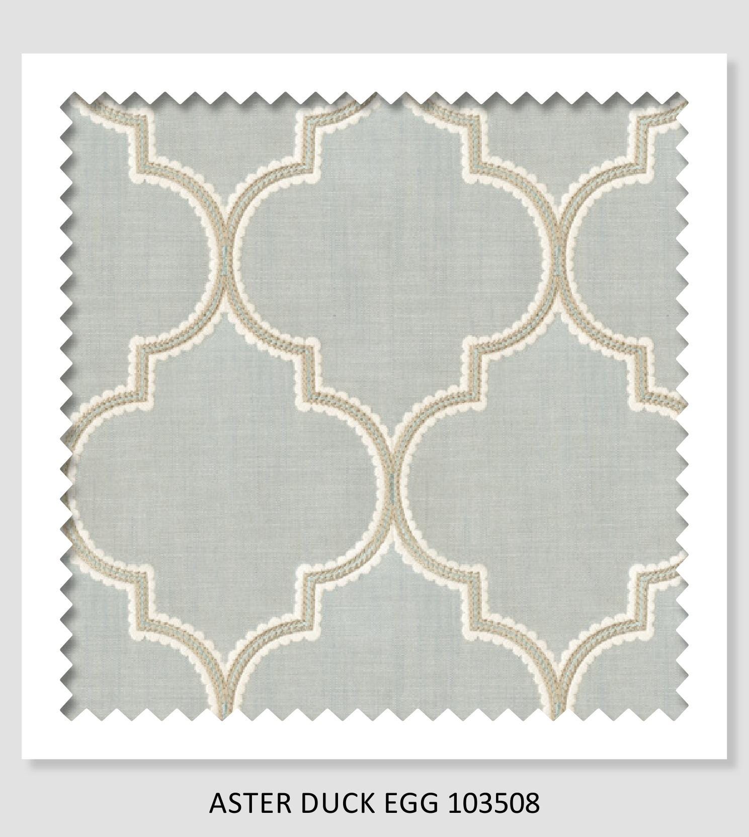 Modern Single Fold Valance in Light Blue and White Aster Print, in Embroidered Cotton Fabric, Fully Lined, Custom Made Curtains