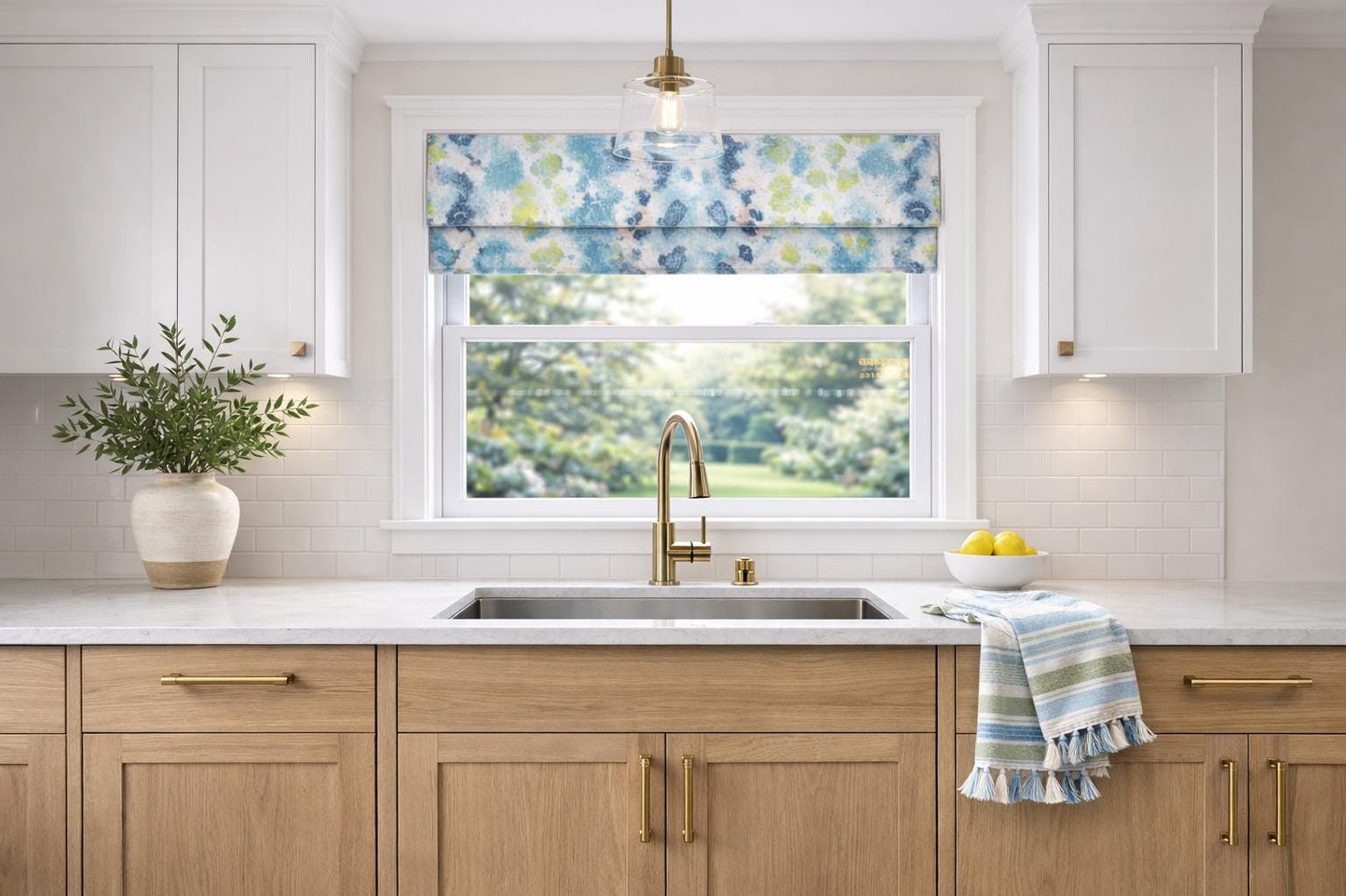 Modern Single Fold Roman Valance in Multi Color Mali Birch in Premium 100% cotton Fabric, Fully Lined, Custom Made Curtains