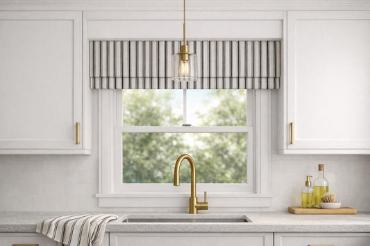 Modern Single Fold Valance in White Slub Linen, Fully Lined, Fully Custom Made