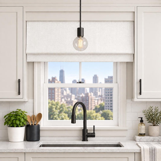 Modern Single Fold Roman Valance in White Linen Cotton, Fully Lined, Custom Made Window Treatments, Stationary Roman Shade Cotton Linen