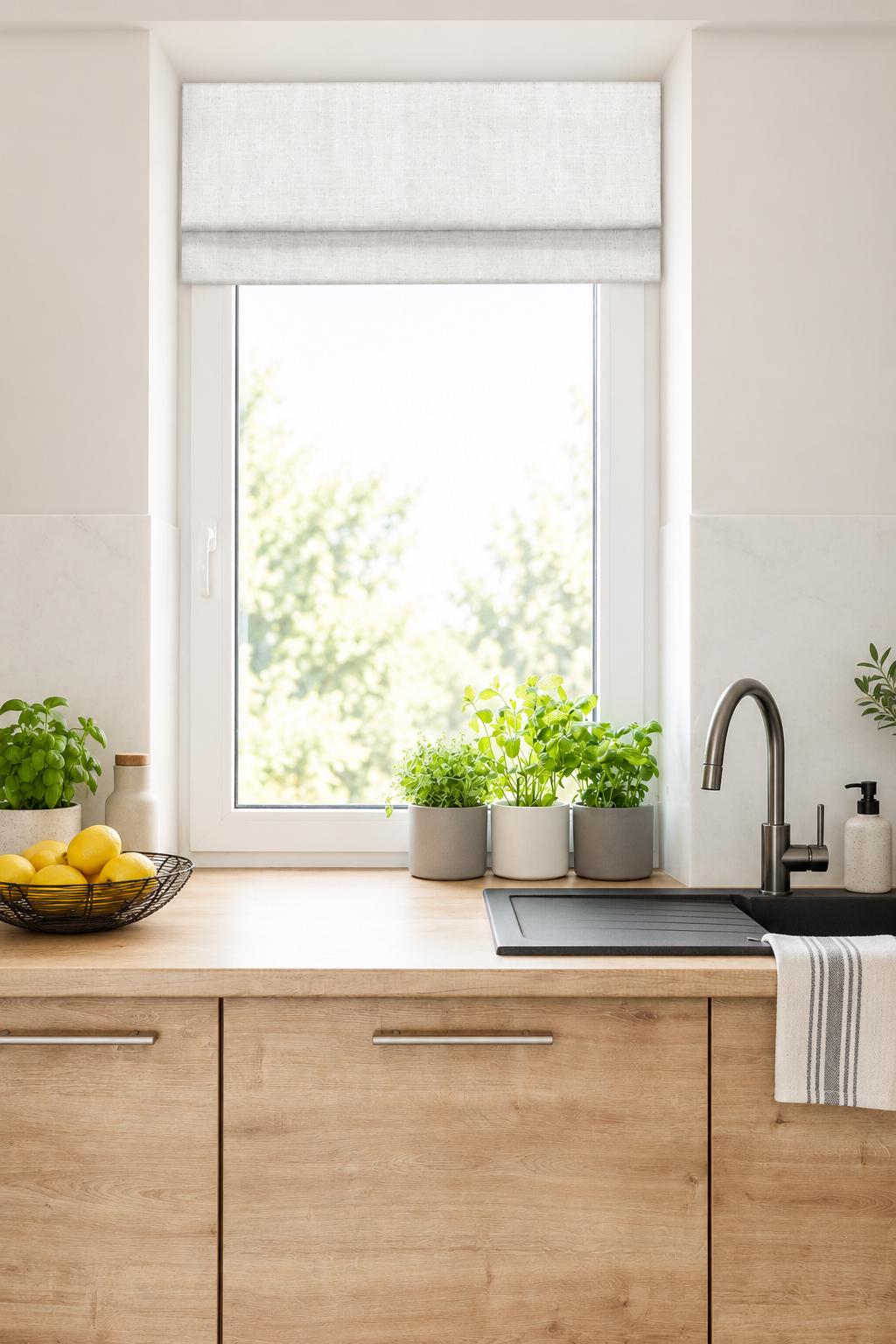 Modern Single Fold Roman Valance in White Linen Cotton, Fully Lined, Custom Made Window Treatments, Stationary Roman Shade Cotton Linen