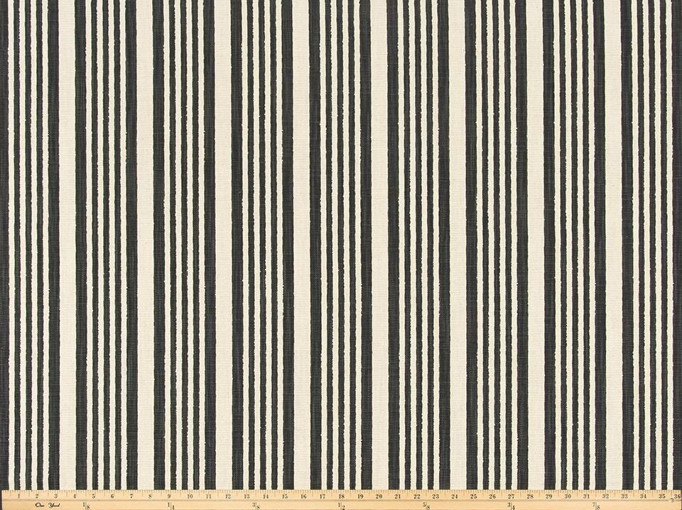 Modern Single Fold Roman Valance in Black and Natural Stripe Print in Premium Linen Fabric, Fully Lined, Custom Made Curtain Valance, Bodie