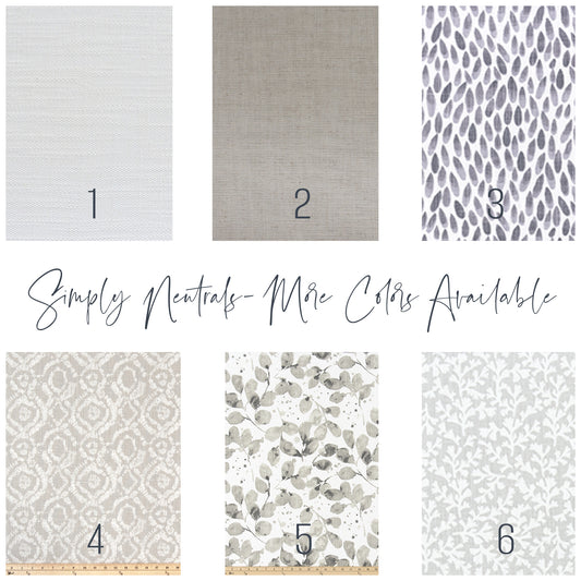 Custom Made, Fully Lined Tie Up Valance in Neutral Choice of Prints and Solid Colors, White, Natural, Grey, Beige, Tan, 100% Cotton, Cotton/Linen Fabric