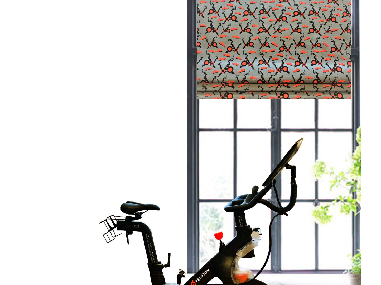 Custom Made Faux Roman Shade Valance in Pelo Bike and Shoes Pattern in Premium Cotton Linen Fabric, Fully Lined Grey or Red